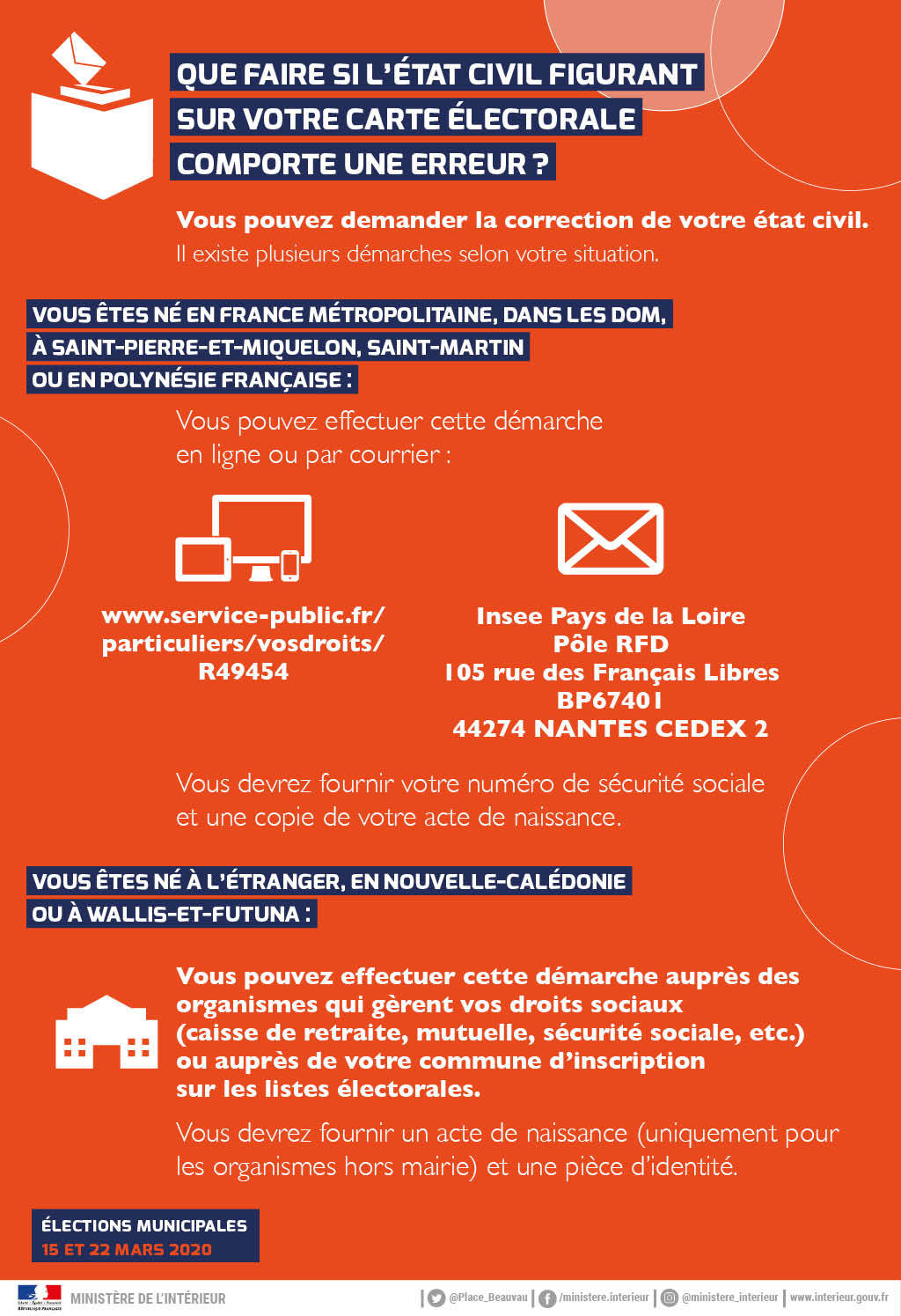 Infographie Inscription listes electorales 2020 Erreur etat civil