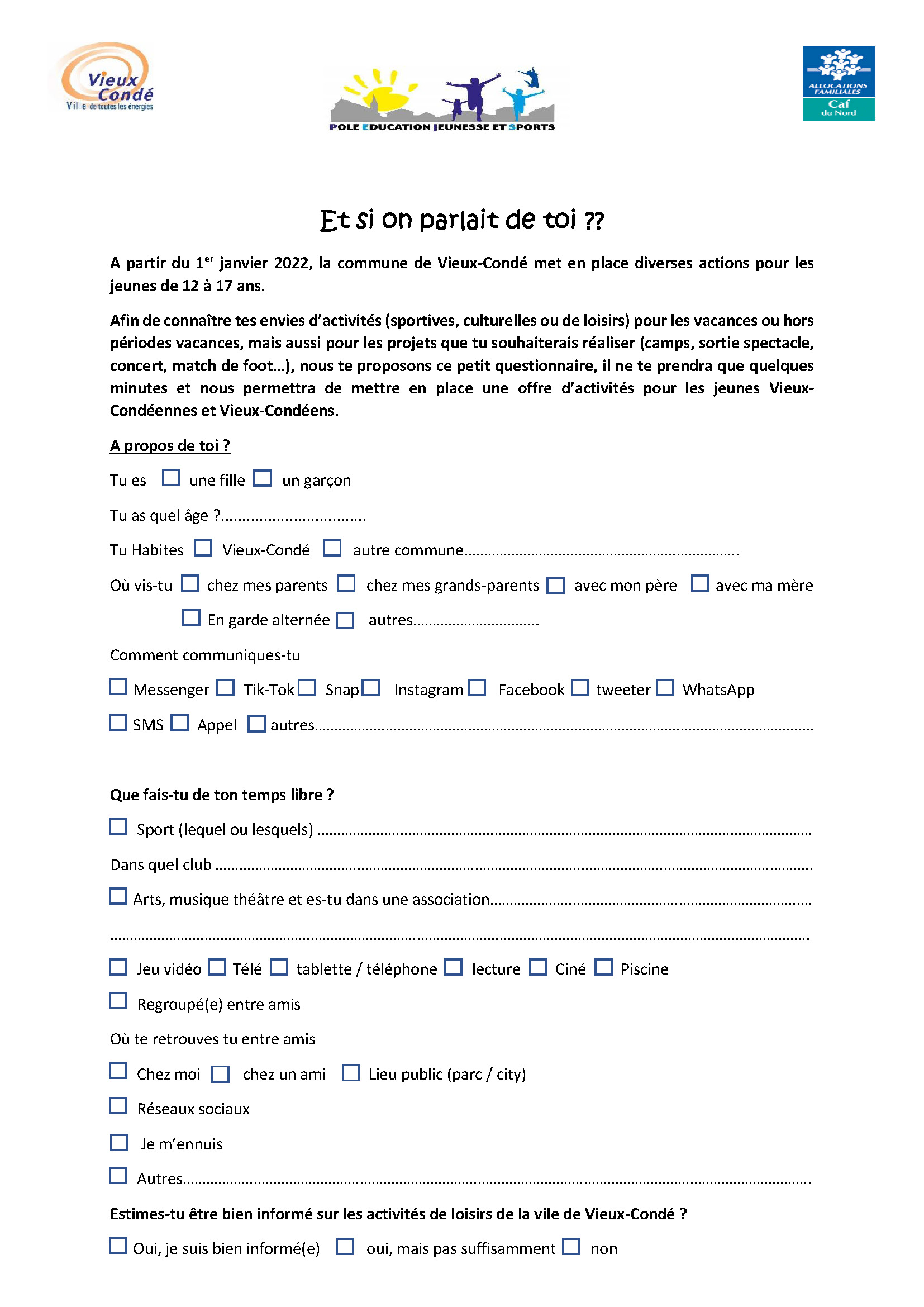 questionnaire jeunesse